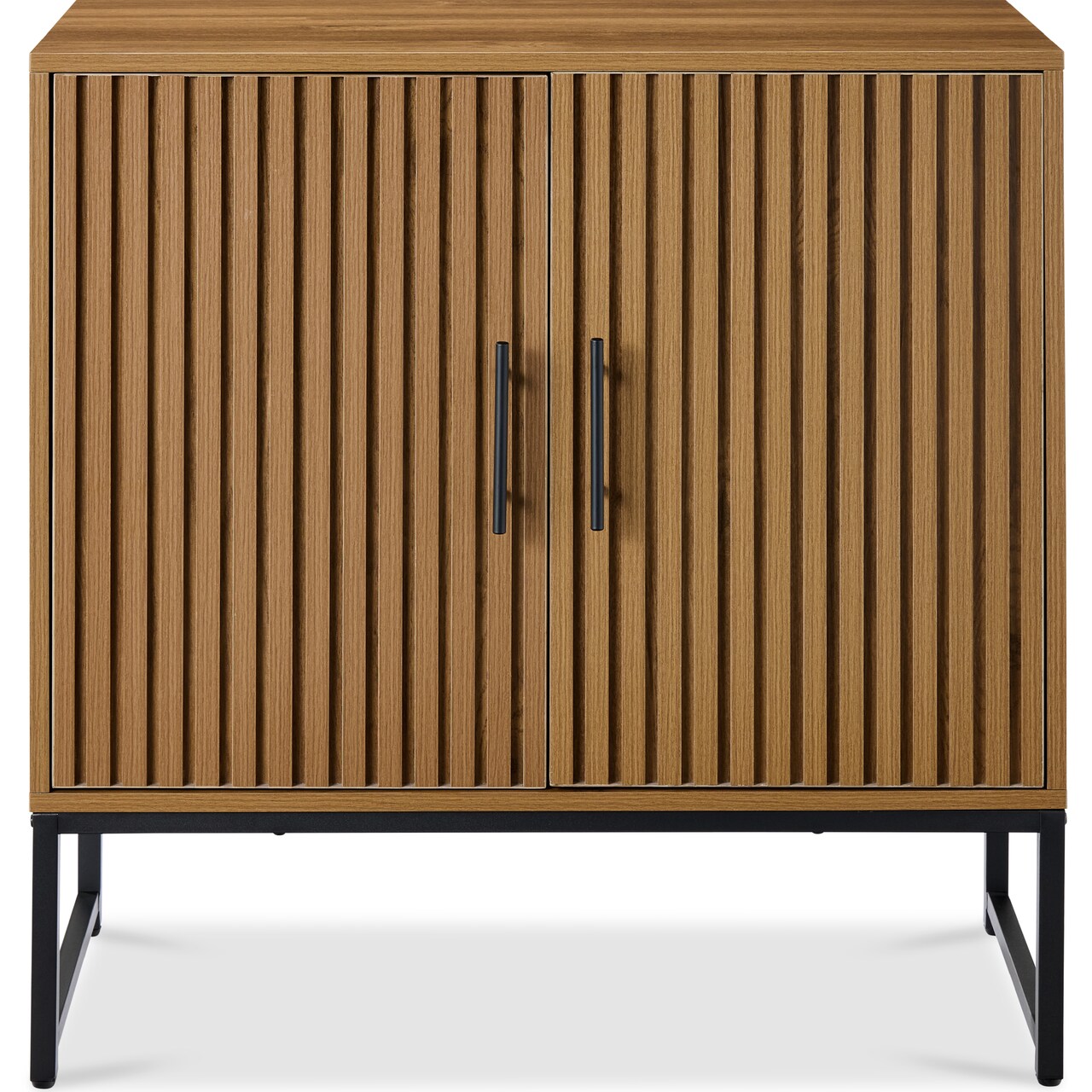 Best Choice Products 2-Door Slatted Storage Cabinet, Accent Furniture w/ Non-Scratch Foot Pads